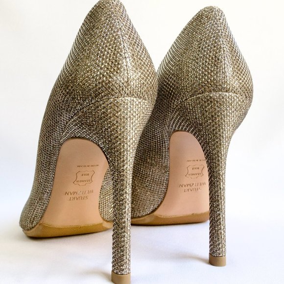 Stuart Weitzman Metalllic Stuart 100 Crystal Effect Pump NWT Sole Protected - Picture 1 of 11
